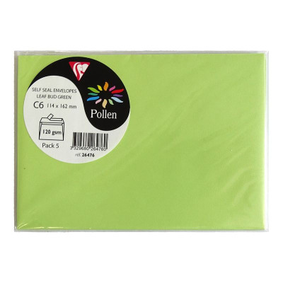 Sachet de 5 enveloppes Pollen 114x162 vert bourgeon