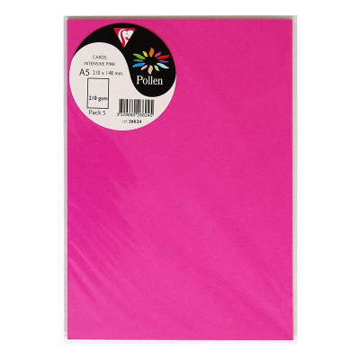Sachet de 5 cartes Pollen 148x210 fuchsia