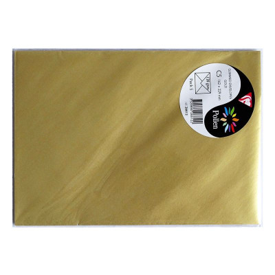 Sachet de 5 enveloppes Pollen 162x229 or