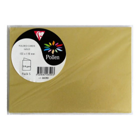 Sachet de 5 cartes pliées Pollen 110x155 or