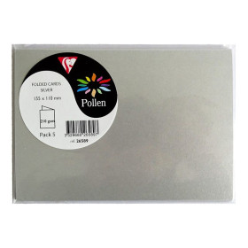 Sachet de 5 cartes pliées Pollen 110x155 argent