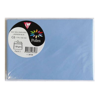 Sachet de 5 enveloppes Pollen 114x162 bleu lavande