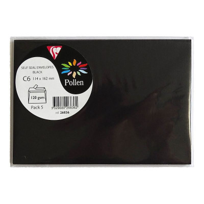 Sachet de 5 enveloppes Pollen 114x162 noir
