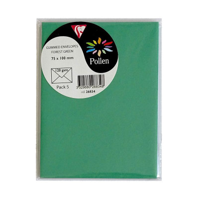 Sachet de 5 enveloppes Pollen 75x100 vert sapin