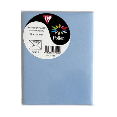 Sachet de 5 enveloppes Pollen 75x100 bleu lavande