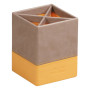 Rhodiarama pot à crayons simili cuir italien TAUPE 8x8x11cm