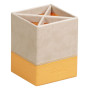 Rhodiarama pot à crayons simili cuir italien BEIGE 8x8x11cm
