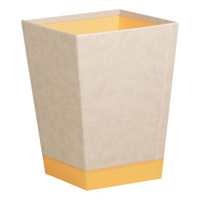 Rhodiarama corbeille à papier simili cuir italien BEIGE 27x27x32cm