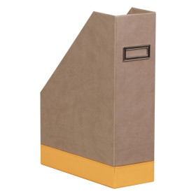 Rhodiarama porte-revues simili cuir italien TAUPE 10x25x31cm