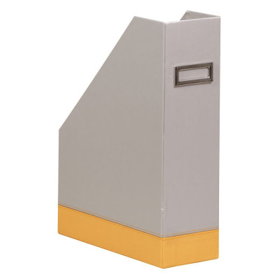 Rhodiarama porte-revues simili cuir italien SILVER 10x25x31cm