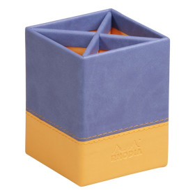 Rhodiarama pot à crayons simili cuir italien SAPHIR 8x8x11cm