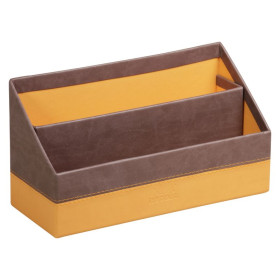 Rhodiarama porte-courrier simili cuir italien CHOCOLAT 25x10x14cm