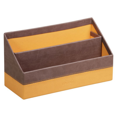 Rhodiarama porte-courrier simili cuir italien CHOCOLAT 25x10x14cm