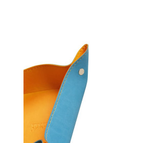 Rhodiarama vide-poche réversible simili cuir italien TURQUOISE 12x12x4,5cm