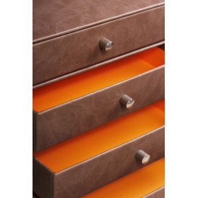 Rhodiarama trieur 4 tiroirs simili cuir italien CHOCOLAT 24,8x32,7x22,8cm
