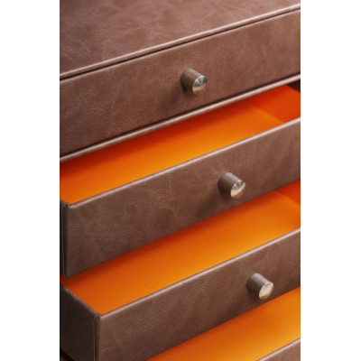 Rhodiarama trieur 4 tiroirs simili cuir italien CHOCOLAT 24,8x32,7x22,8cm