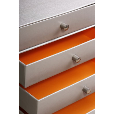Rhodiarama trieur 4 tiroirs simili cuir italien SILVER 24,8x32,7x22,8cm