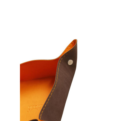 Rhodiarama vide-poche réversible simili cuir italien CHOCOLAT 12x12x4,5cm