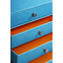 Rhodiarama trieur 4 tiroirs simili cuir italien TURQUOISE 24,8x32,7x22,8cm