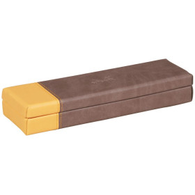 Rhodiarama plumier simili cuir italien CHOCOLAT 21x5,5x3cm