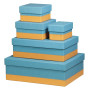 Rhodiarama set 5 boîtes gigognes simili cuir italien TURQUOISE 44x34x16cm