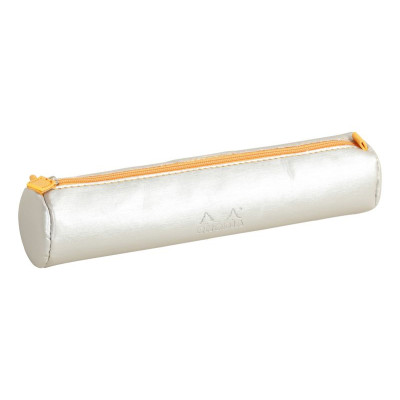 Rhodiarama trousse ronde SILVER simili cuir italien 5x21,5cm