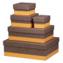 Rhodiarama set 5 boîtes gigognes simili cuir italien CHOCOLAT 44x34x16cm