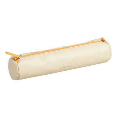 Rhodiarama trousse ronde BEIGE simili cuir italien 5x21,5cm