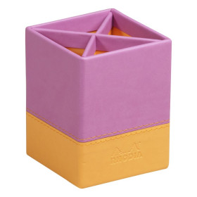 Rhodiarama pot à crayons simili cuir italien LILAS 8x8x11cm