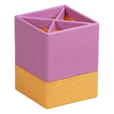 Rhodiarama pot à crayons simili cuir italien LILAS 8x8x11cm