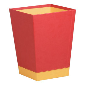 Rhodiarama corbeille à papier simili cuir italien COQUELICOT 27x27x32cm
