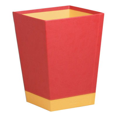 Rhodiarama corbeille à papier simili cuir italien COQUELICOT 27x27x32cm