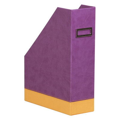 Rhodiarama porte-revues simili cuir italien VIOLET 10x25x31cm