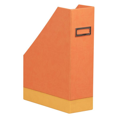 Rhodiarama porte-revues simili cuir italien TANGERINE 10x25x31cm