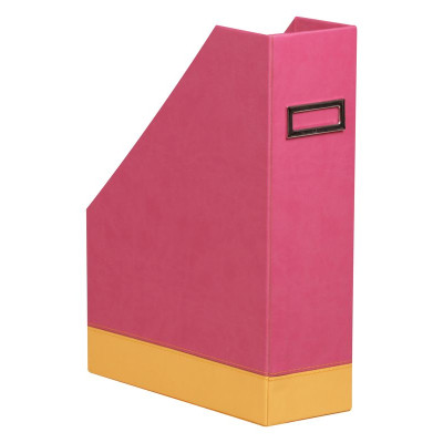 Rhodiarama porte-revues simili cuir italien FRAMBOISE 10x25x31cm