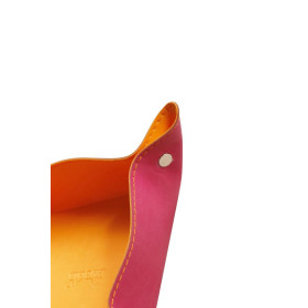 Rhodiarama vide-poche réversible simili cuir italien FRAMBOISE 12x12x4,5cm
