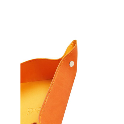 Rhodiarama vide-poche réversible simili cuir italien TANGERINE 12x12x4,5cm