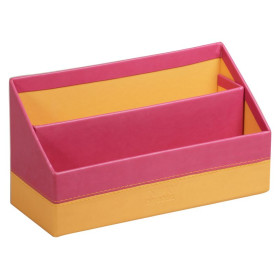 Rhodiarama porte-courrier simili cuir italien FRAMBOISE 25x10x14cm