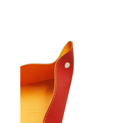 Rhodiarama vide-poche réversible simili cuir italien COQUELICOT 12x12x4,5cm