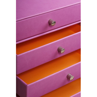 Rhodiarama trieur 4 tiroirs simili cuir italien LILAS 24,8x32,7x22,8cm