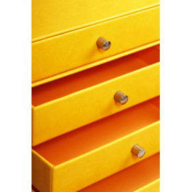 Rhodiarama trieur 4 tiroirs simili cuir italien JONQUILLE 24,8x32,7x22,8cm