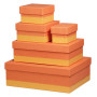 Rhodiarama set 5 boîtes gigognes simili cuir italien TANGERINE 44x34x16cm