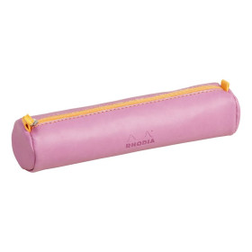 Rhodiarama trousse ronde LILAS simili cuir italien 5x21,5cm