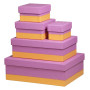 Rhodiarama set 5 boîtes gigognes simili cuir italien LILAS 44x34x16cm