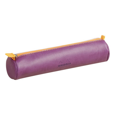Rhodiarama trousse ronde VIOLET simili cuir italien 5x21,5cm