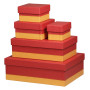 Rhodiarama set 5 boîtes gigognes simili cuir italien COQUELICOT 44x34x16cm