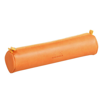 Rhodiarama trousse ronde TANGERINE simili cuir italien 5x21,5cm
