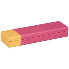 Rhodiarama plumier simili cuir italien FRAMBOISE 21x5,5x3cm