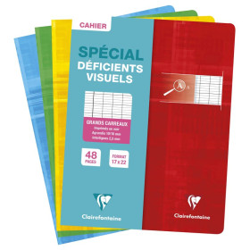 Cahier piqué déficients visuels 17x22cm 48p séyès noir 2,5mm 10/10