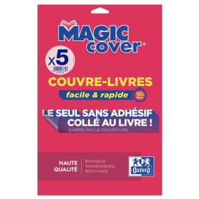 5 FEUILLES COUVRE-LIVRES OXFORD MAGIC COVER pour A4 PP75LIS INCOLORE